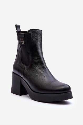 Natūralios odos juodi moteriški batai su pašiltinimu-60429 V.CZARNY+CN