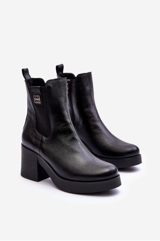 Natūralios odos juodi moteriški batai su pašiltinimu-60429 V.CZARNY+CN