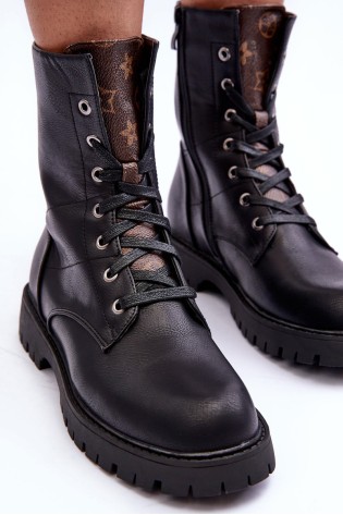 Stilingi juodi suvarstomi auliniai batai-H21-69 BLACK