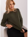 Klasikinis moteriškas chaki spalvos megztinis-AT-SW-2325.95P