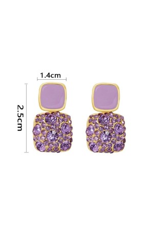 Geometriniai kabantys purpuriniai auskarai su kristalais K1599-K1599