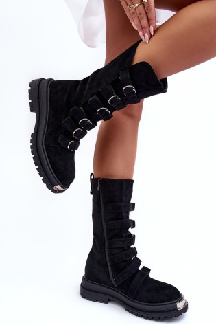 Išskirtiniai masyvaus dizaino juodi batai-NC1307 BLACK