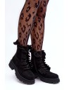 Moteriški juodi zomšiniai batai su raukinukais-NS336P BLACK