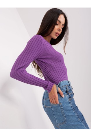 Violetinis stulpelių rašto elastingas megztinis-PM-SW-PM1089.09P