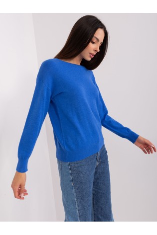 Klasikinis moteriškas mėlynas megztinis-AT-SW-2325.95P