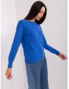 Klasikinis moteriškas mėlynas megztinis