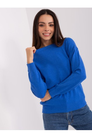 Klasikinis moteriškas mėlynas megztinis-AT-SW-2325.95P
