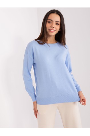 Klasikinis moteriškas žydras megztinis-AT-SW-2325.95P