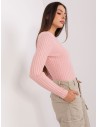 Rožinis stulpelių rašto elastingas megztinis
