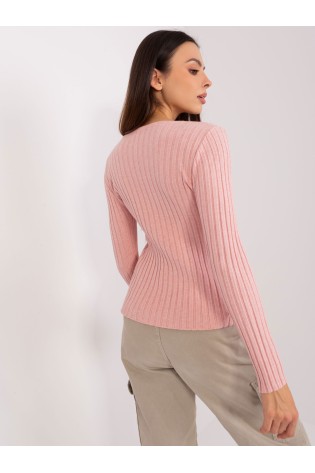 Rožinis stulpelių rašto elastingas megztinis-PM-SW-PM1089.09P