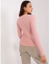 Rožinis stulpelių rašto elastingas megztinis