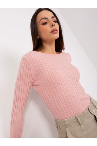 Rožinis stulpelių rašto elastingas megztinis-PM-SW-PM1089.09P