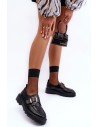 Klasikiniai odiniai moteriški batai su sagtimi-58184 BK PU CZARNY