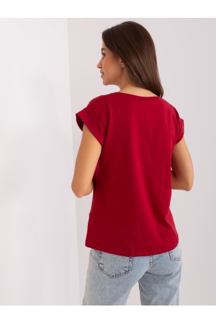 Klasikiniai bordo marškinėliai trumpomis rankovėmis-RV-TS-4833.00X