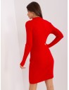 Raudona stulpelių rašto suknelė-PM-SK-PM319.19