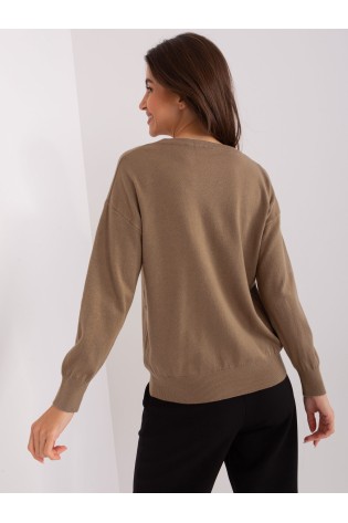 Klasikinis moteriškas rudas megztinis-AT-SW-2325.95P