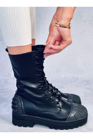 Moteriški juodi militaristinio stiliaus aulinukai, su gumuotu priekiu BLAZE BLACK-KB 35947