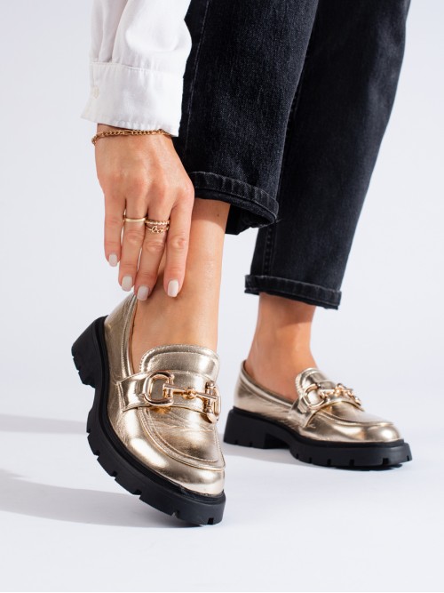 Aukso spalvos išsiskiriantys moteriški batai-R41GO