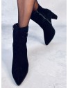 Moteriški zomšiniai aukštakulniai aulinukai batai MAHONI BLACK-KB 5708