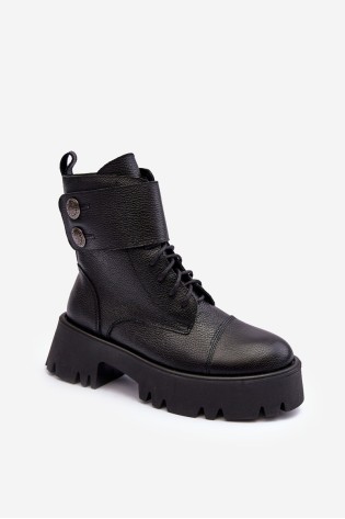 Natūralios odos stilingi juodi auliniai batai-60454 V.CZARNY+CN