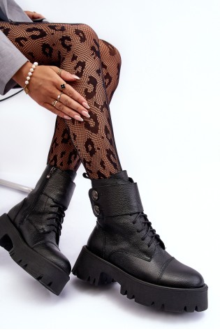 Natūralios odos stilingi juodi auliniai batai-60454 V.CZARNY+CN