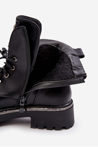 Juodi žemaauliai batai su papuošalais-NC1310 BLACK