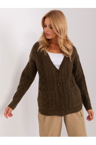 Chaki spalvos megztinis su sagomis-AT-SW-2358.31