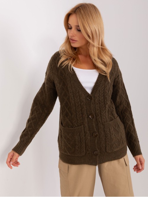 Chaki spalvos megztinis su sagomis-AT-SW-2358.31