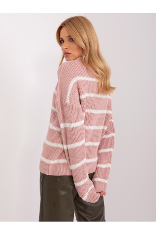 Klasikinis moteriškas rožinės spalvos megztinis-BA-SW-8025.38P