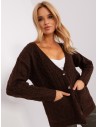 Tamsiai rudas megztinis su sagomis-AT-SW-2358.31