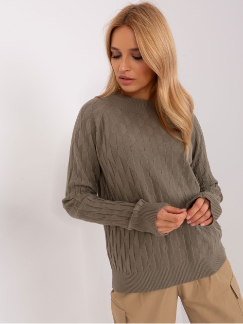Alyvuogių spalvos megztinis-AT-SW-2326.37X