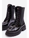 Natūralios odos stilingi suvarstomi juodi batai Nicole-2836/038 CZARNE