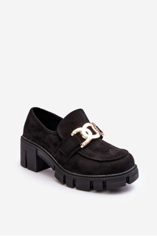 Madingi juodi moteriški zomšiniai batai-37100 BK CZARNY