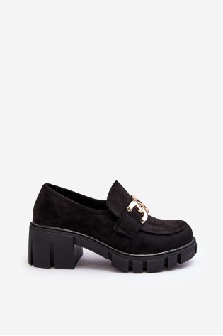 Madingi juodi moteriški zomšiniai batai-37100 BK CZARNY