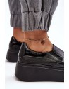 Natūralios odos juodi moteriški batai ant platformos-10151 V.CZARNY+NAPLAK