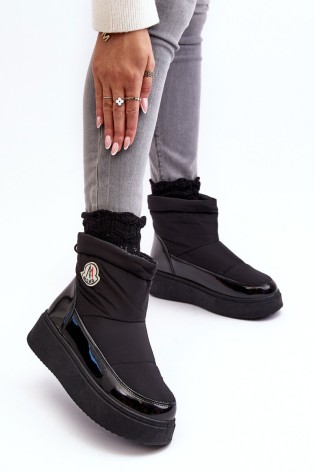 Moteriški juodi sniego batai su platforma-HY852 BLACK