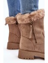 Rudi moteriški žieminiai batai su kailiuku-23BT26-6522 BEIGE