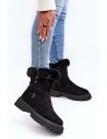 Juodi moteriški žieminiai batai su kailiuku-23BT26-6522 BLACK