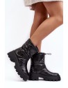 Šilti moteriški juodi batai storu padu-JH21-22 BLACK