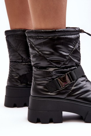 Šilti moteriški juodi batai storu padu-JH21-22 BLACK