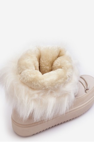 Kreminės spalvos moteriški sniego batai-NB605 BEIGE