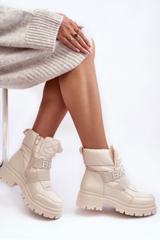 Šilti moteriški kreminės spalvos žieminiai batai-VL225P BEIGE