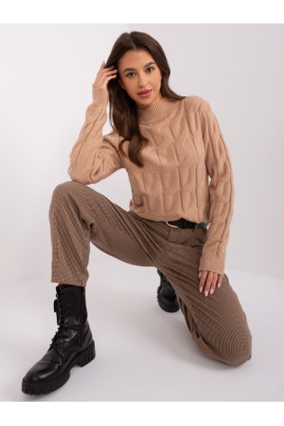 Šviesiai rudas moteriškas megztinis-AT-SW-2235.00P