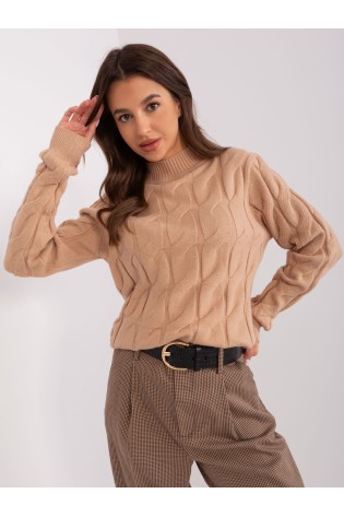 Šviesiai rudas moteriškas megztinis-AT-SW-2235.00P