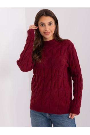 Bordo spalvos moteriškas megztinis-AT-SW-2235.00P