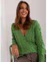 Žalias susagstomas moteriškas megztinis-BA-SW-8016.48P