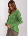 Žalias susagstomas moteriškas megztinis-BA-SW-8016.48P