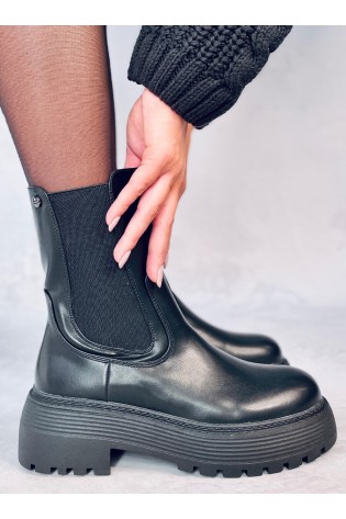 Juodi moteriški auliniai batai su platforma SHAW BLACK-KB 36087