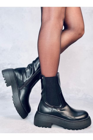Juodi moteriški auliniai batai su platforma SHAW BLACK-KB JJ17P