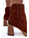 Natūralios odos kaštonų spalvos moteriški batai-60442 W.KASZTAN